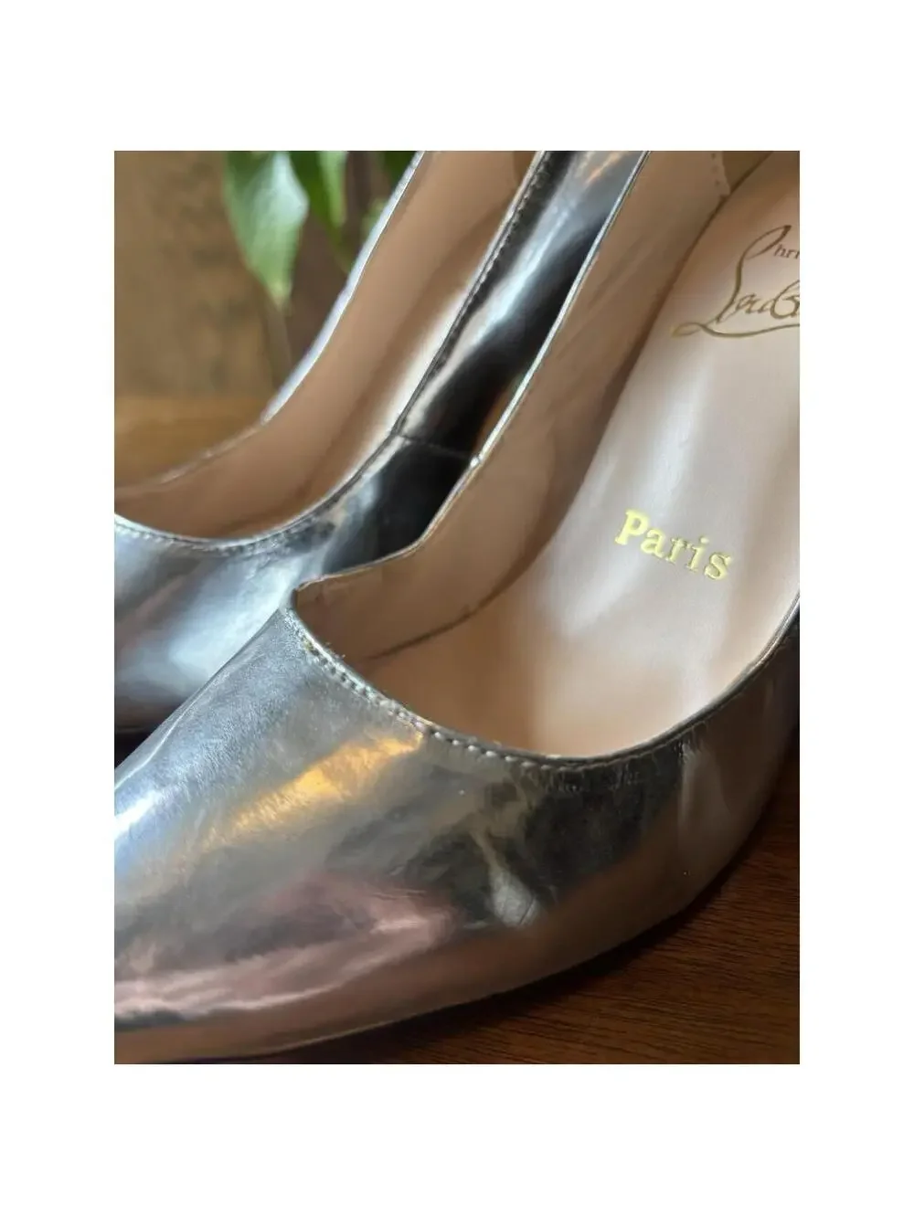 Christian Louboutin Silver Leather Pointed Toe Stiletto Pumps Slip-On US 8.5